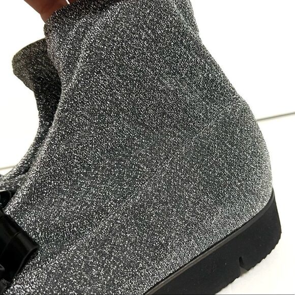 Kennel & Schmenger Ankle Sock Boots Silver Black Sparkly Fringe Pointy Toe New 7 - Picture 4 of 14